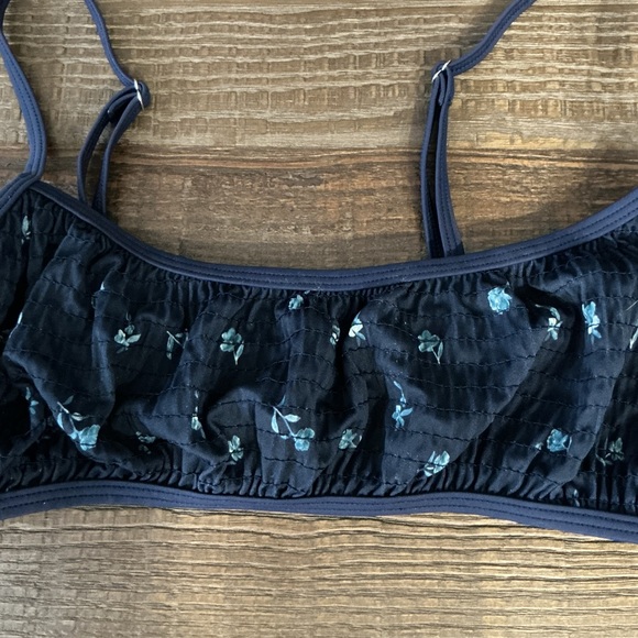 LA Hearts by PACSUN Navy Blue Bikini Set with flower Pattern Top S bottoms XS - Picture 3 of 9